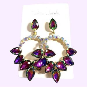 🥳 3/$26 Dangle Earrings - Iridescent Multicolor Teardrop & Hoop NWT